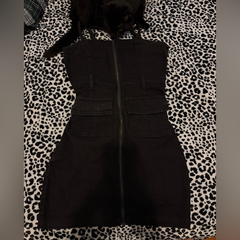 Reformation Black Leather Jacket with Silver Zipper